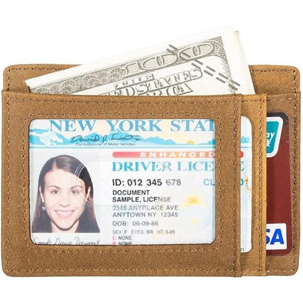 Slim Minimalist Front Pocket RFID Blocking Leather Wallets for Men
